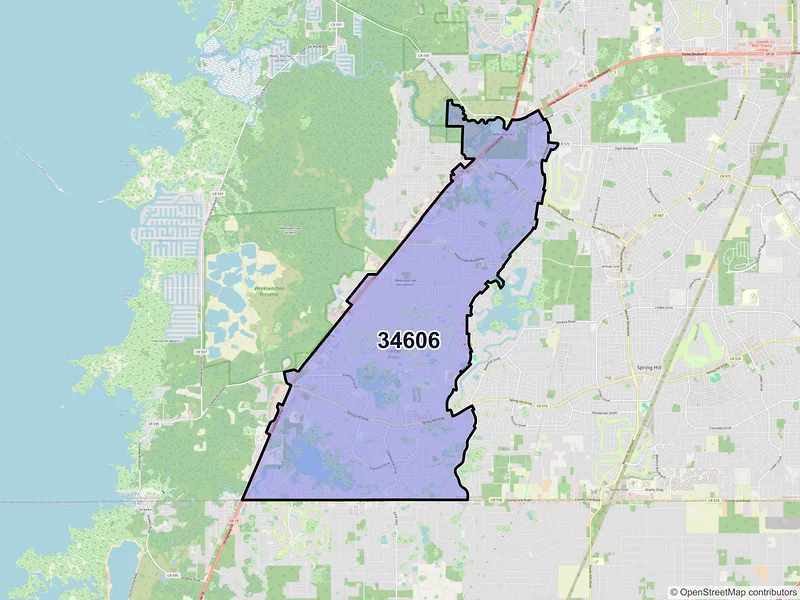 Map of ZIP Code 34606 — Spring Hill, FL