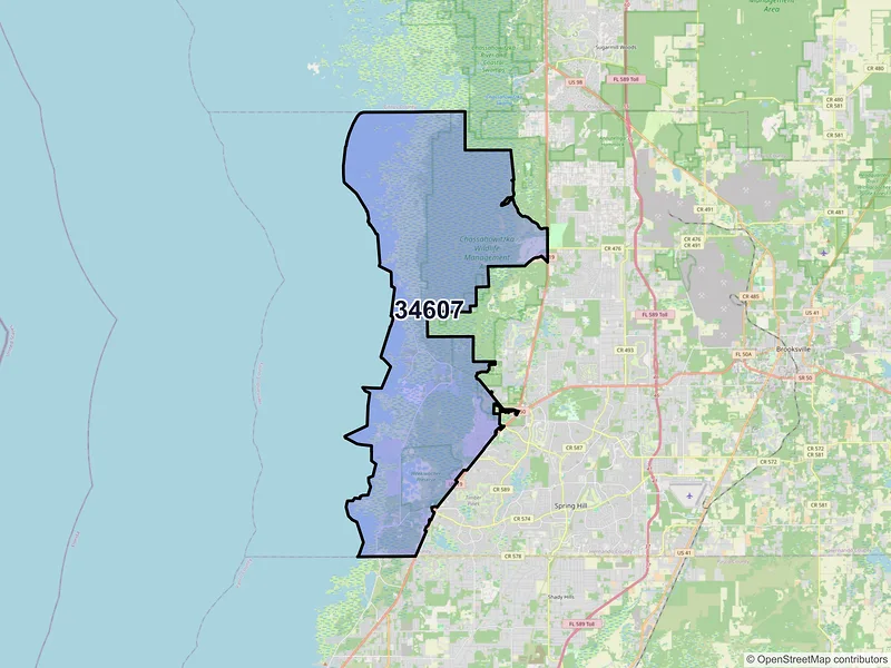 Map of ZIP Code 34607 — Spring Hill, FL