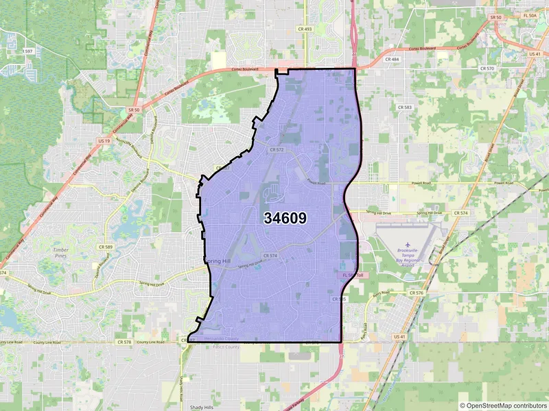 Map of ZIP Code 34609 — Spring Hill, FL