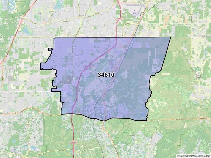Map of ZIP Code 34610 — Spring Hill, FL
