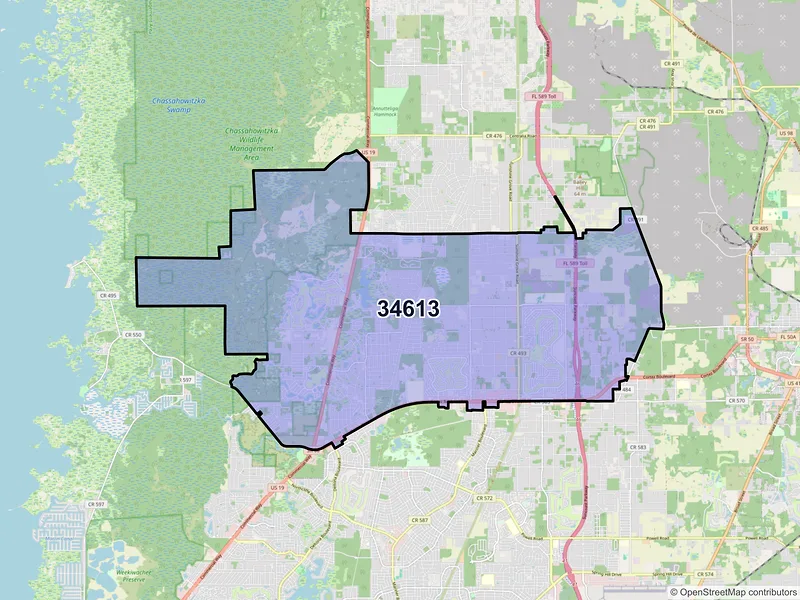 Map of ZIP Code 34613 — Brooksville, FL