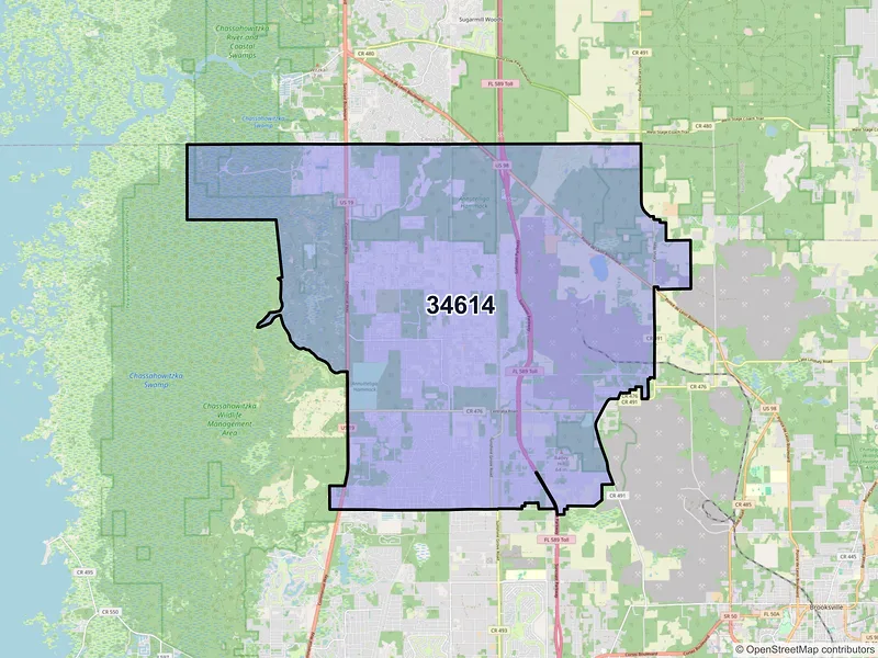 Map of ZIP Code 34614 — Brooksville, FL