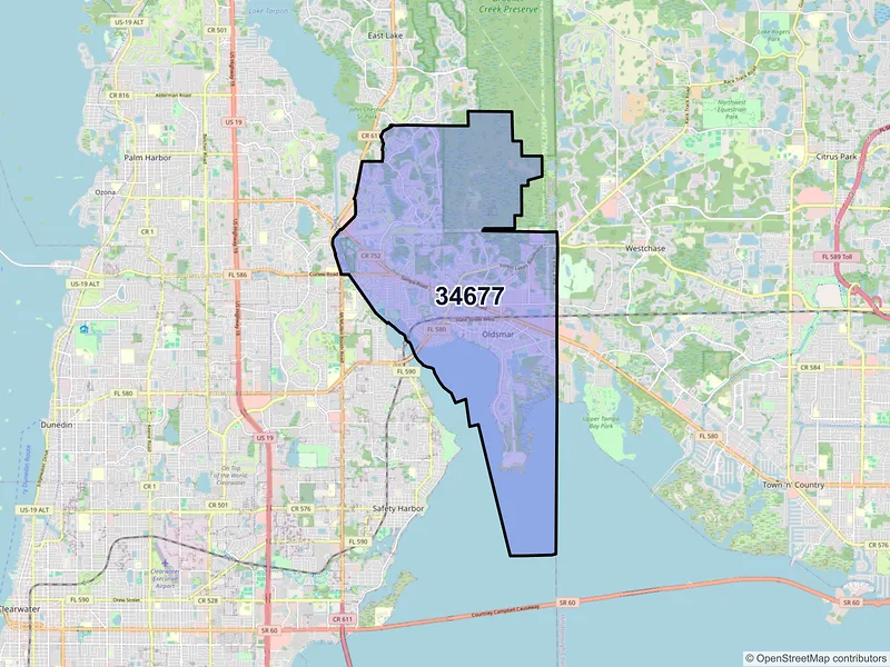 Map of ZIP Code 34677 — Oldsmar, FL