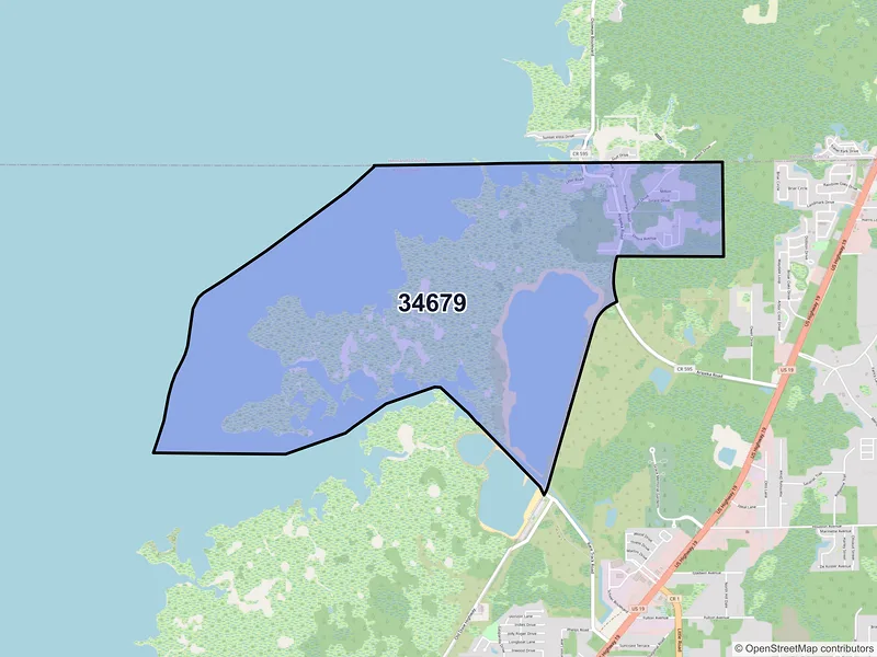 Map of Aripeka, Florida and ZIP codes