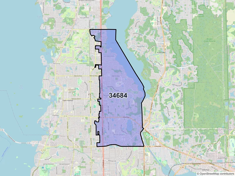 Map of ZIP Code 34684 — Palm Harbor, FL