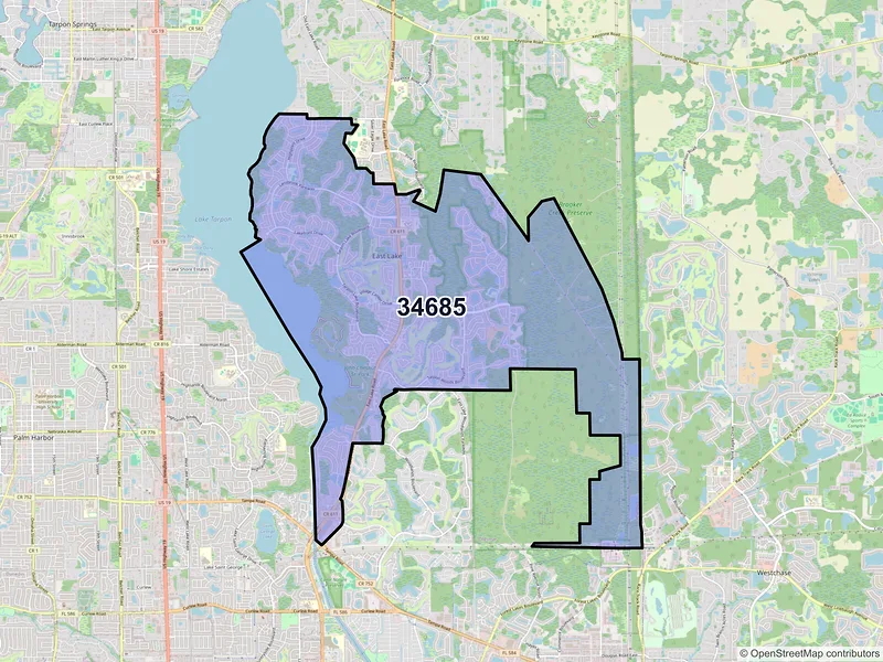Map of ZIP Code 34685 — Palm Harbor, FL