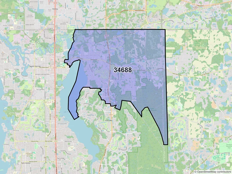 Map of ZIP Code 34688 — Tarpon Springs, FL