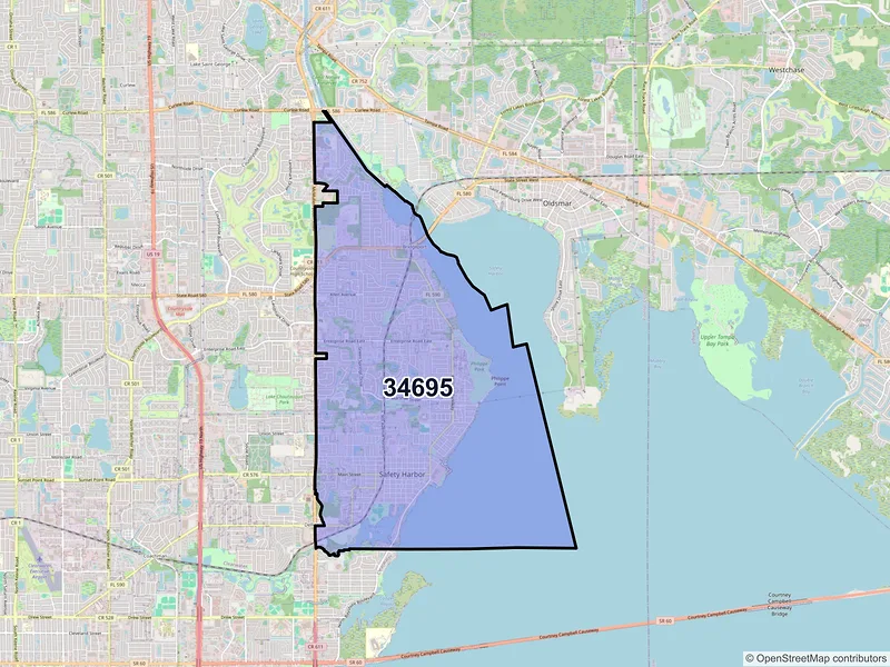 Map of ZIP Code 34695 — Safety Harbor, FL