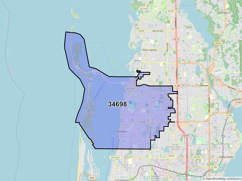 Map of ZIP Code 34698 — Dunedin, FL