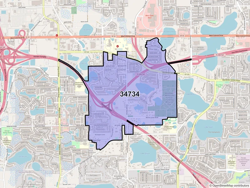 Map of ZIP Code 34734 — Gotha, FL