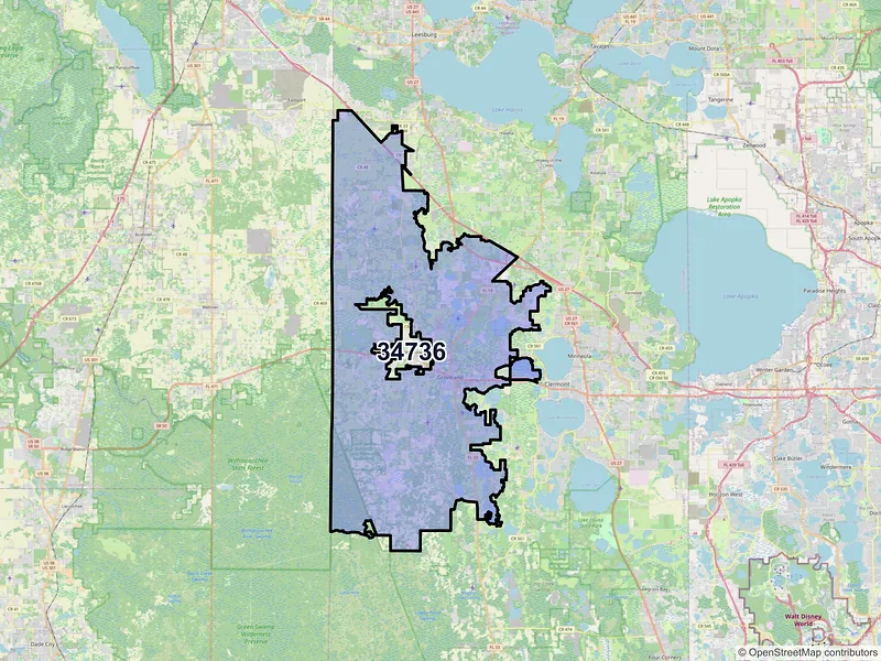 Map of ZIP Code 34736 — Groveland, FL