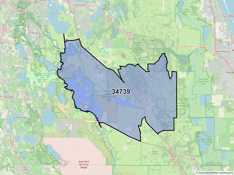 Map of ZIP Code 34739 — Kenansville, FL
