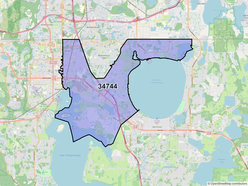 Map of ZIP Code 34744 — Kissimmee, FL
