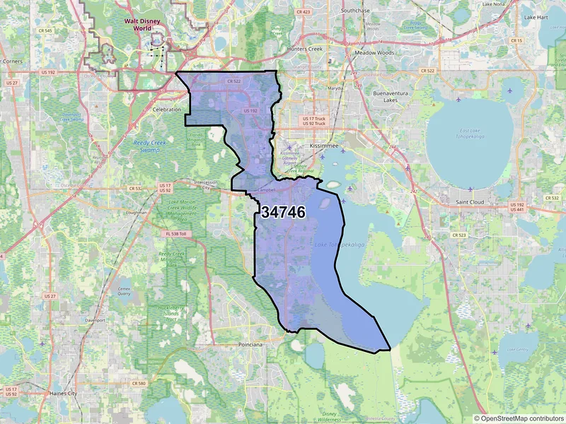 Map of ZIP Code 34746 — Kissimmee, FL