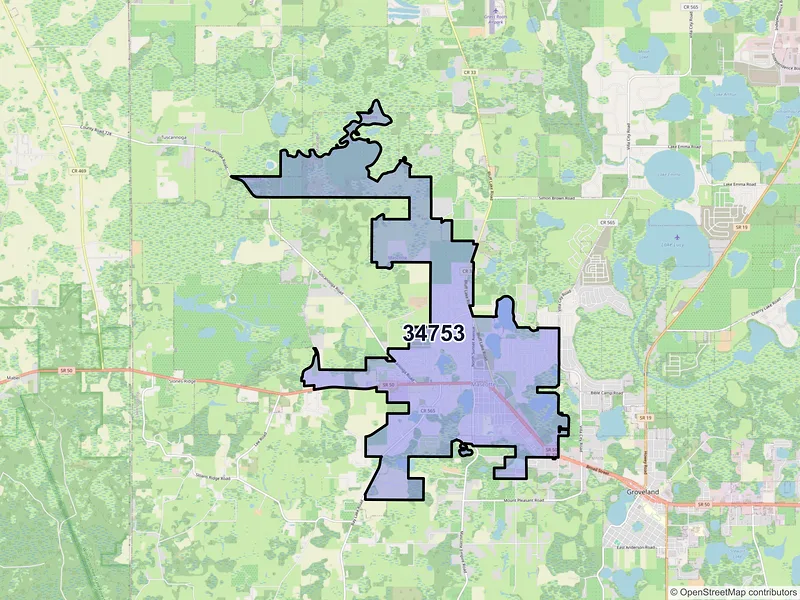 Map of ZIP Code 34753 — Mascotte, FL