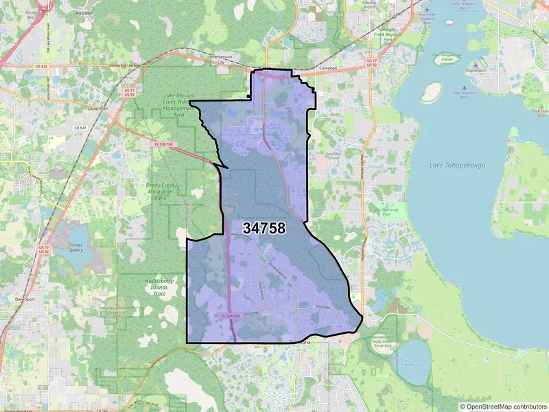 Map of ZIP Code 34758 — Kissimmee, FL