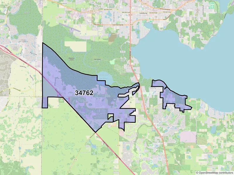 Map of Okahumpka, Florida and ZIP codes