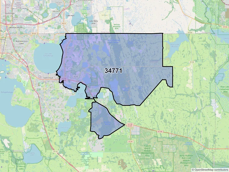 Map of ZIP Code 34771 — Saint Cloud, FL
