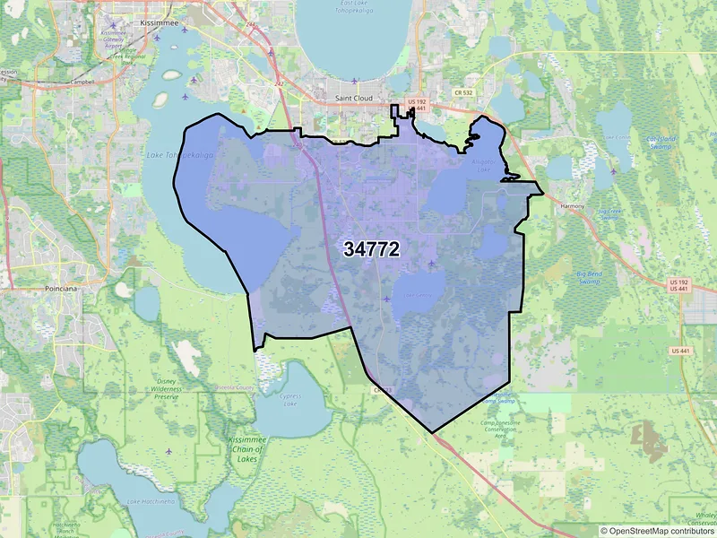 Map of ZIP Code 34772 — Saint Cloud, FL