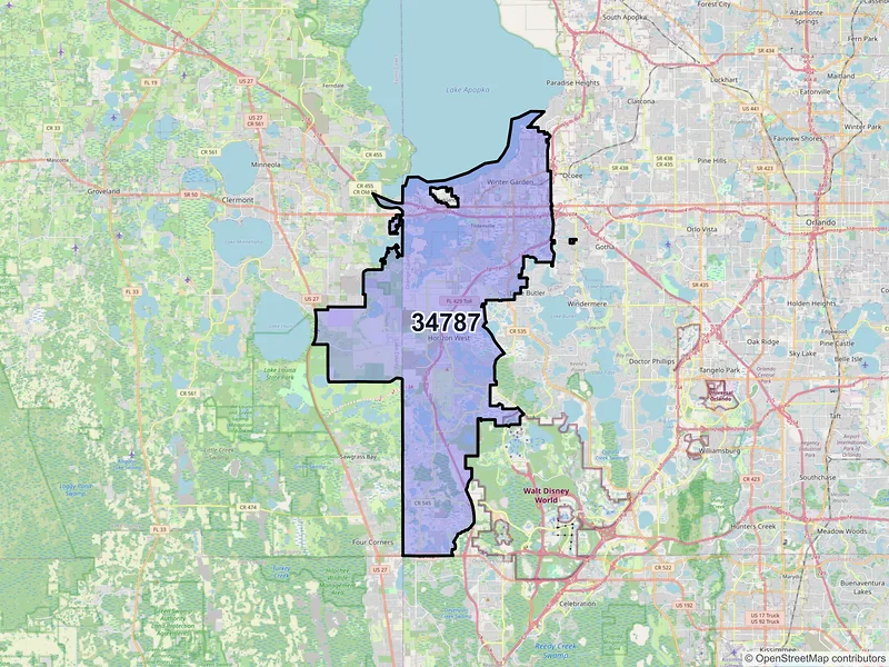 Map of ZIP Code 34787 — Winter Garden, FL