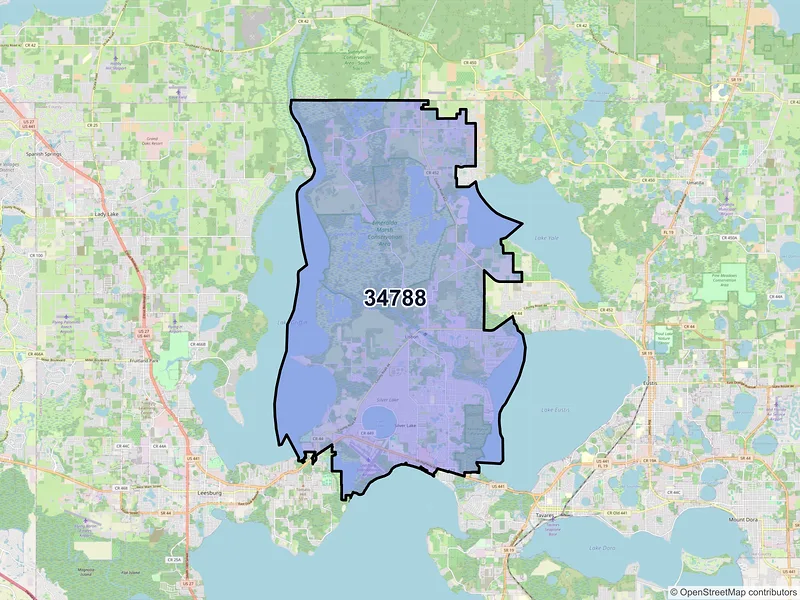 Map of ZIP Code 34788 — Leesburg, FL