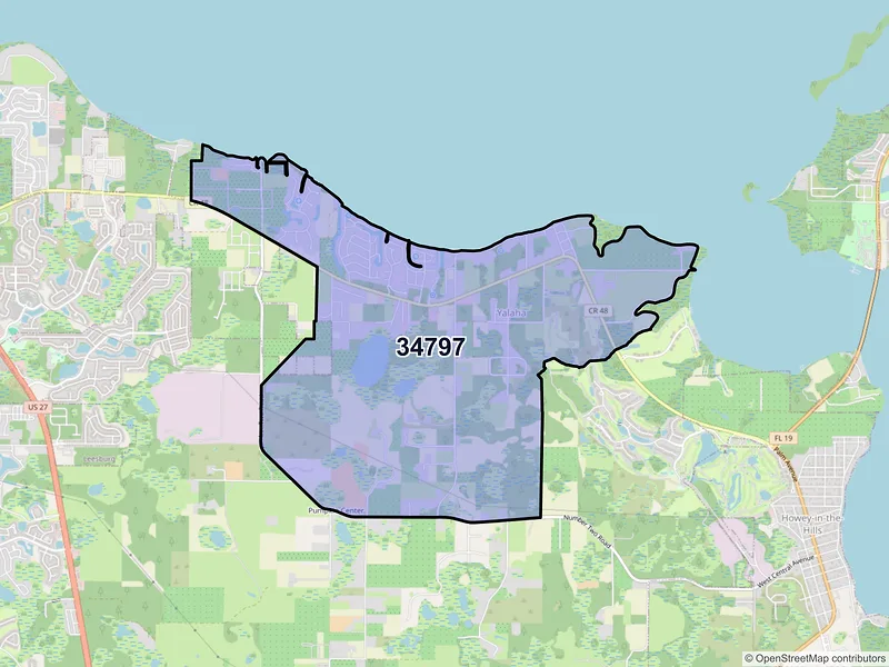 Map of ZIP Code 34797 — Yalaha, FL