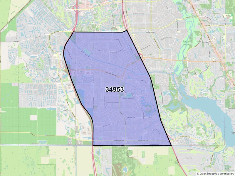 Map of ZIP Code 34953 — Port Saint Lucie, FL