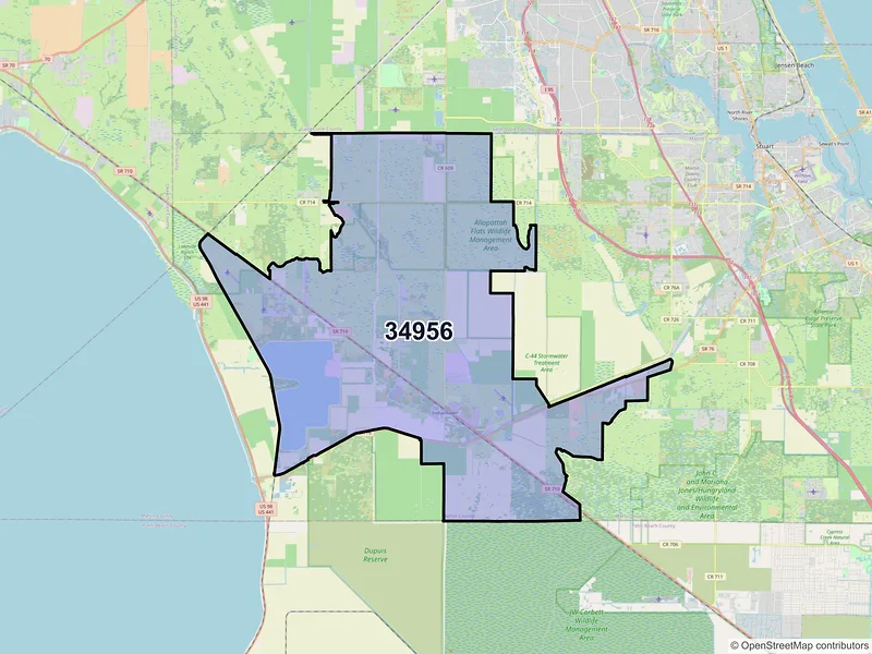 Map of ZIP Code 34956 — Indiantown, FL