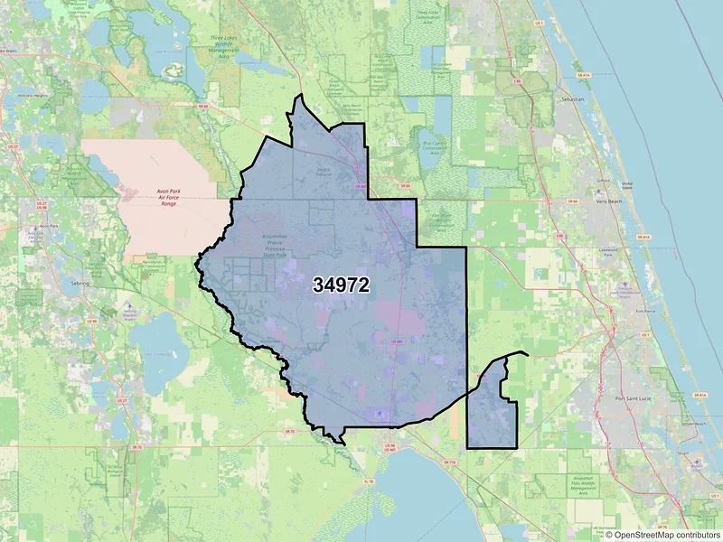 Map of ZIP Code 34972 — Okeechobee, FL