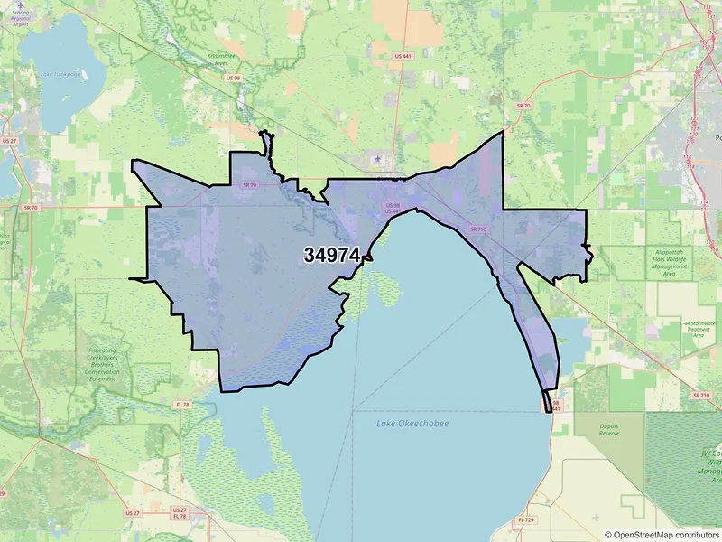 Map of ZIP Code 34974 — Okeechobee, FL