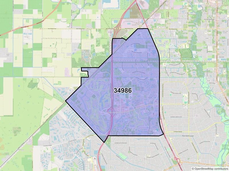 Map of ZIP Code 34986 — Port Saint Lucie, FL