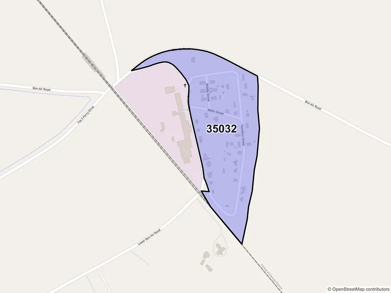 Map of Bon Air, Alabama and ZIP codes