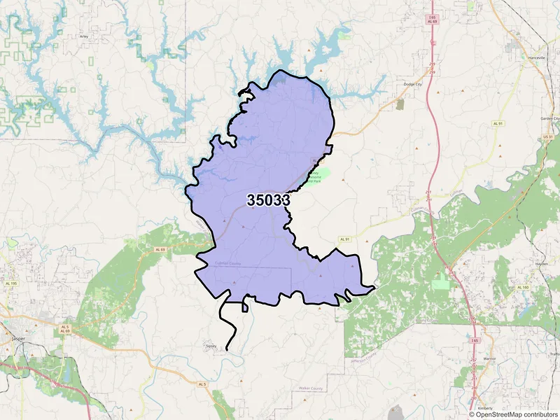 Map of ZIP Code 35033 — Bremen, AL
