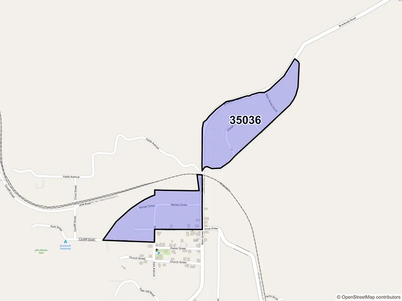 Map of Brookside, Alabama and ZIP codes