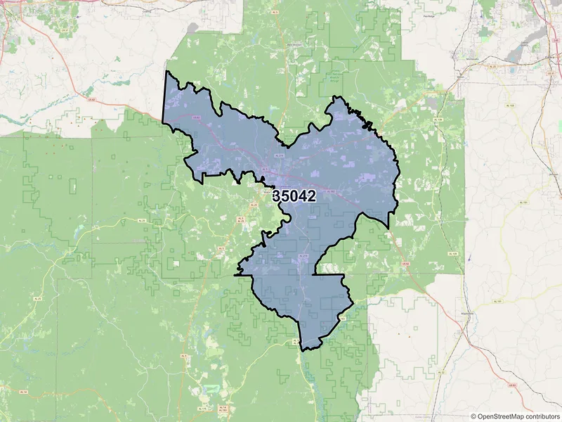 Map of ZIP Code 35042 — Centreville, AL