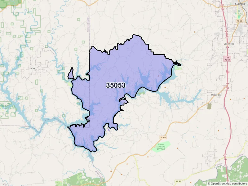 Map of Crane Hill, Alabama and ZIP codes