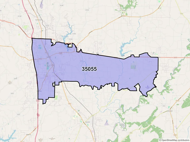 Map of ZIP Code 35055 — Cullman, AL
