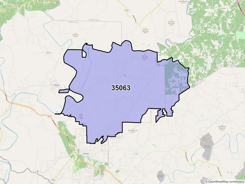 Map of ZIP Code 35063 — Empire, AL