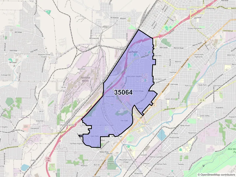 Map of ZIP Code 35064 — Fairfield, AL