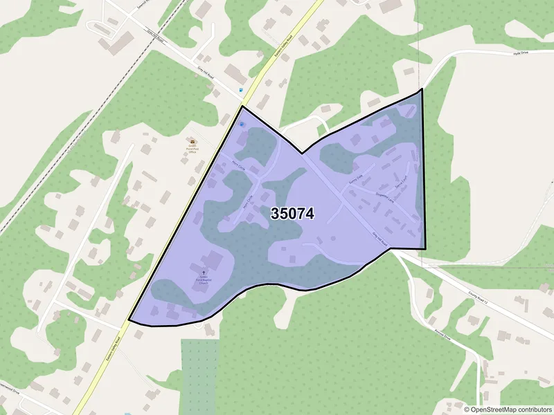Map of Green Pond, Alabama and ZIP codes