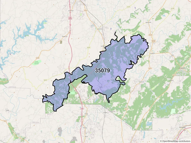 Map of ZIP Code 35079 — Hayden, AL