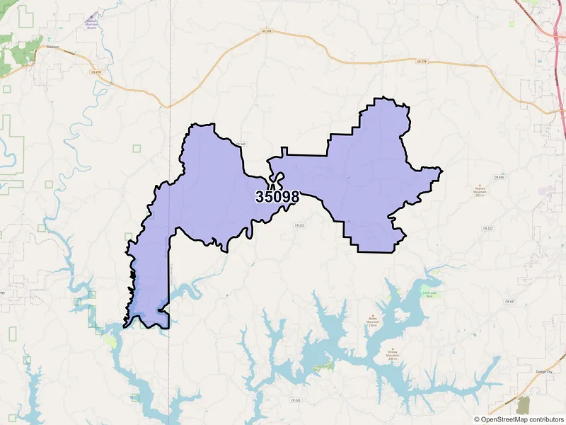 Map of Logan, Alabama and ZIP codes