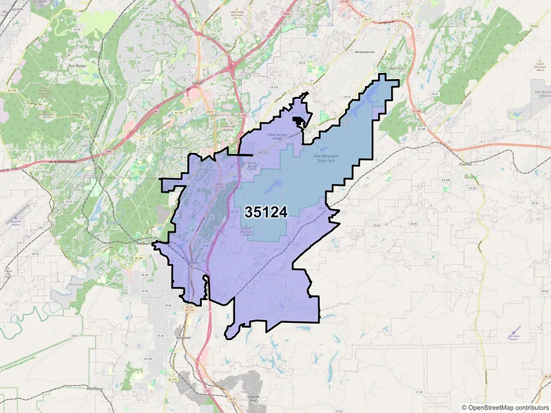 Map of ZIP Code 35124 — Pelham, AL