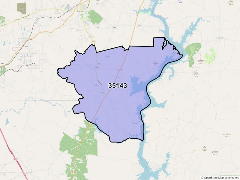 Map of ZIP Code 35143 — Shelby, AL