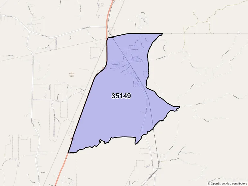 Map of Sycamore, Alabama and ZIP codes