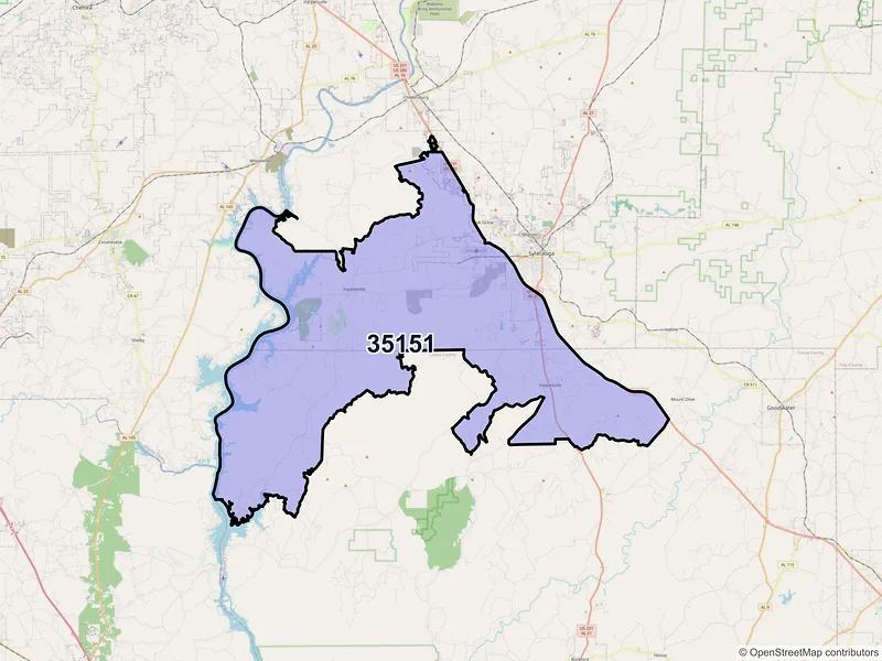 Map of ZIP Code 35151 — Sylacauga, AL