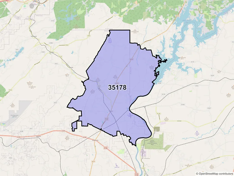 Map of ZIP Code 35178 — Vincent, AL