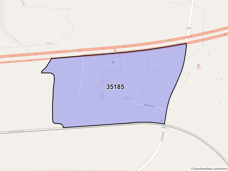 Map of Westover, Alabama and ZIP codes