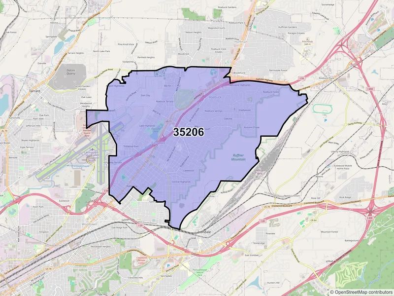 Map of ZIP Code 35206 — Birmingham, AL