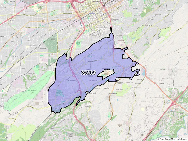 Map of ZIP Code 35209 — Birmingham, AL